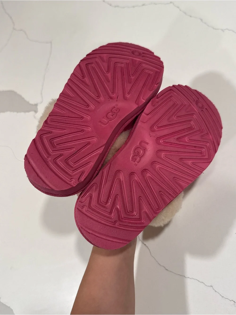 UGG Kids Cozy II Pink Azalea Suede Sheepskin Slippers Girls Size 12